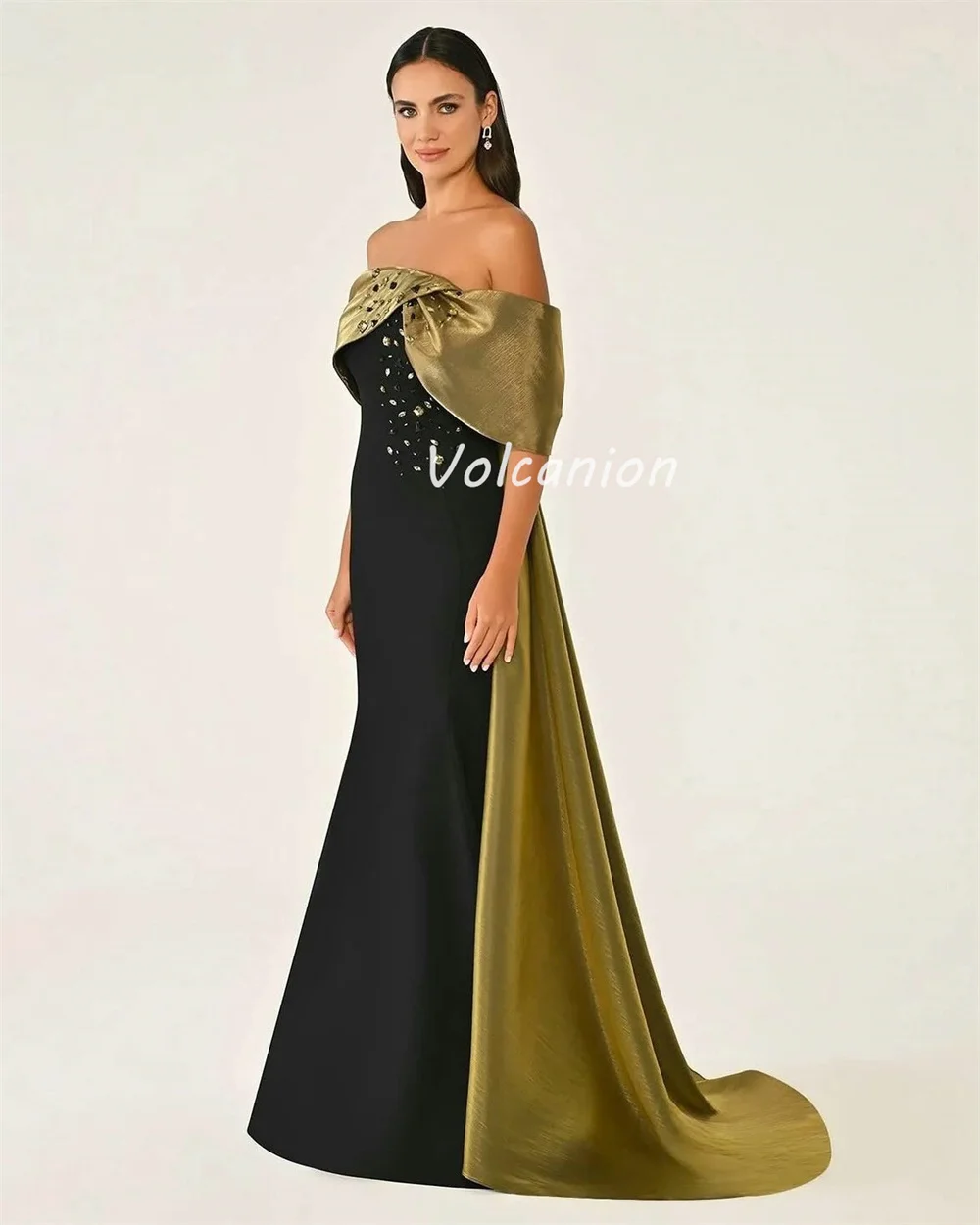 Индивидуальные модные джерси высокого качества со складками и стразами Русалка с открытыми плечами Длинные платья на заказ Классические платья для особых случаев