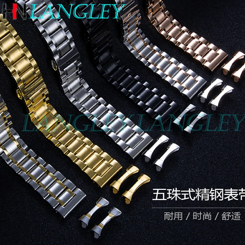 Stainless Steel Watch Band 12/13/14/15/16/17/18/19/20/21/22/23/24 Mm Width Strap Bracelet Replacement Curved End Metal Wristband