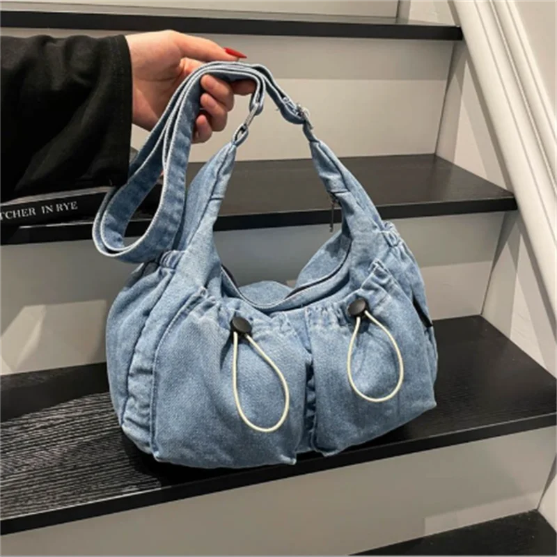

Новинка 2025 года, женские сумки на плечо, большие размеры, сумки через плечо для девочек, джинсовые сумки в винтажном стиле, джинсовые сумки, Прямая доставка