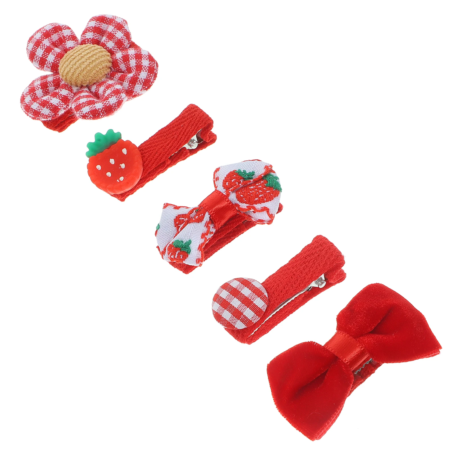 

5pcs Snap Hair Clips for Girls Adorable Bow Shape Easy to Use Bright Colors Cartoon Hairpin Set Hair Accessories