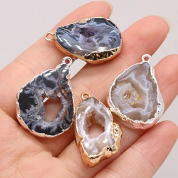 Natural Black Gray Agate Pendant Irregular Semi-precious Stone Pendant Charms Making DIY Necklace Bracelet Earring Jewelry Gift