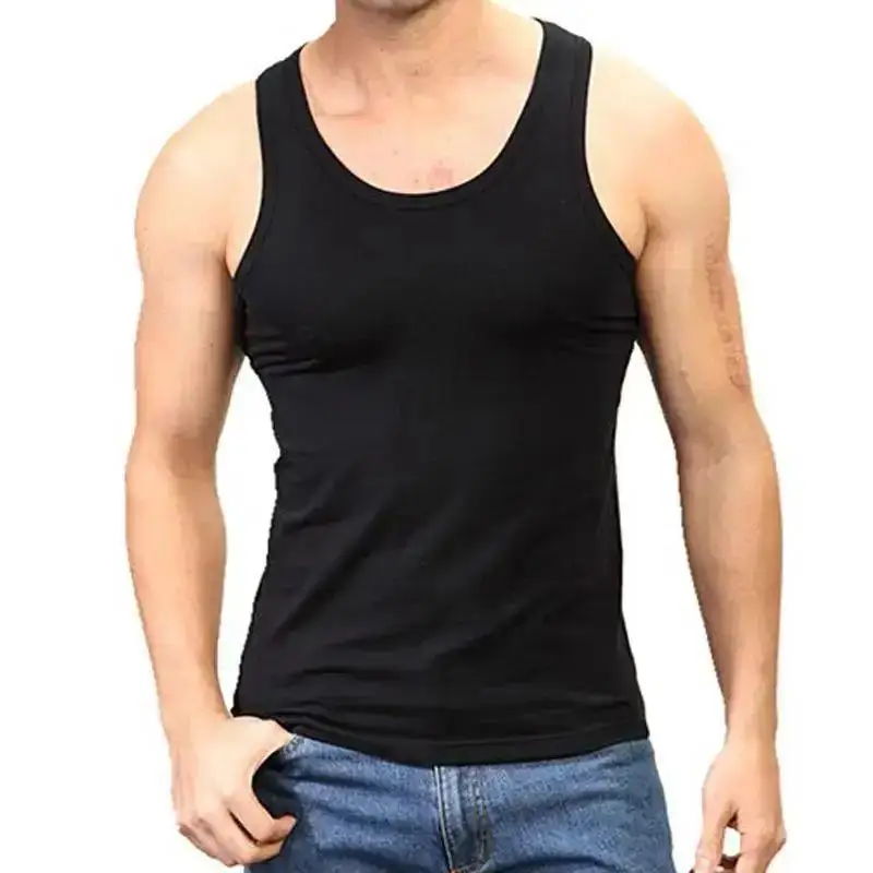 1 Pcs Hot Casual Elastic Men's Vest Summer Thin Breathable Loose Fitness Vest Men's Sports Sweat Absorbing Vest Solid Color Vest