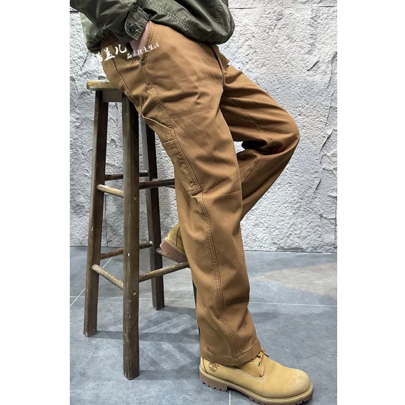 Men's Cotton Gold Rush Pants Heavy Duty Quality Autumn Winter Washed Breathable Fleece Lined Warm Logging Casual Pants