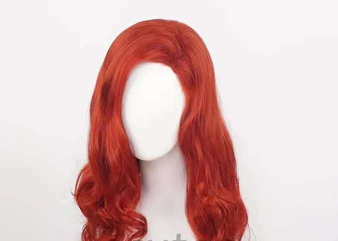 Peruca de cabelo ondulado sintético com boné de peruca grátis, Party Role Play, Pincess Red