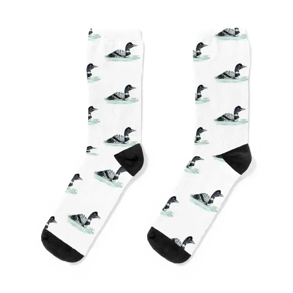 Canadian Loon Watercolor Illustration Socks snow professional running Climbing Luxury Woman Socks Men's