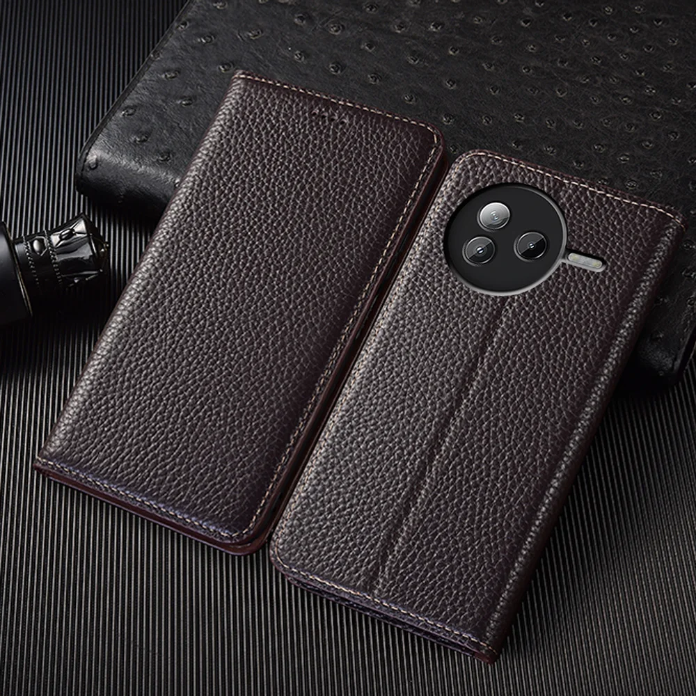 

Litchi Pattern Genuine Leather Flip Case For Redmi K30 K40 K40S K50 K50i K60 K60E K70 K70E K80 Pro Plus Ultra Gaming Cover Cases