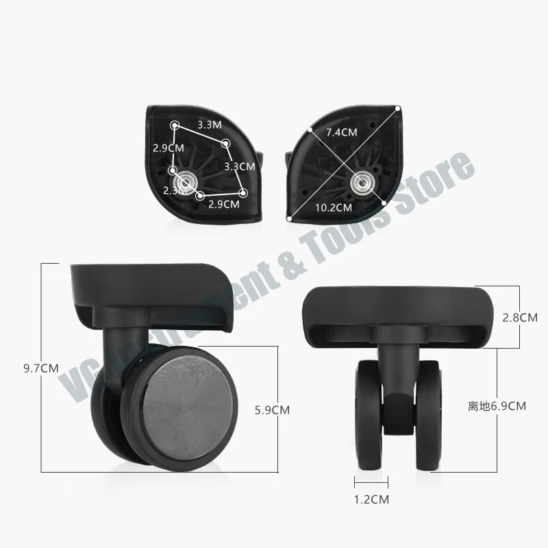 W433 suitcase universal wheel roller trolley case travel luggage swivel casters pulley baggage box silent replacement accessory