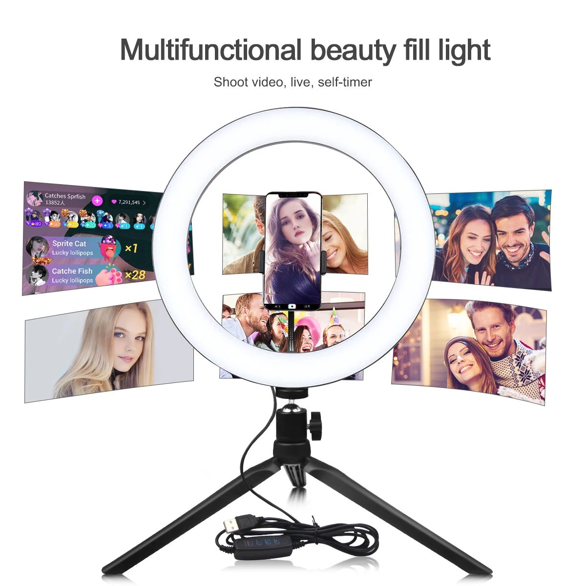 16/20/26cm Fill Light Led Selfie Phone Ring Light Make up Lamp Photography Lighting With Tripod Stand Holder Youtube Video