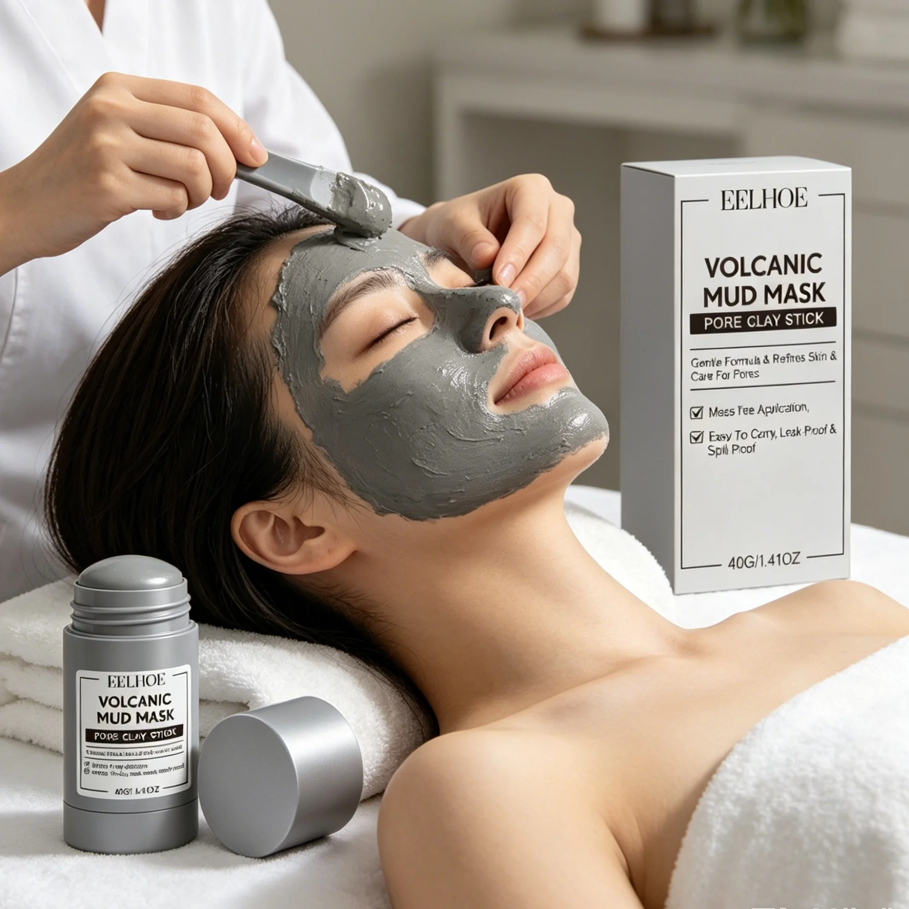 EELHOE Volcanic Mud Mask Purifying Pore Refining Oil Control Clean Face Exfoliator Refreshing Smooth Skin Care Clay Mask Stick