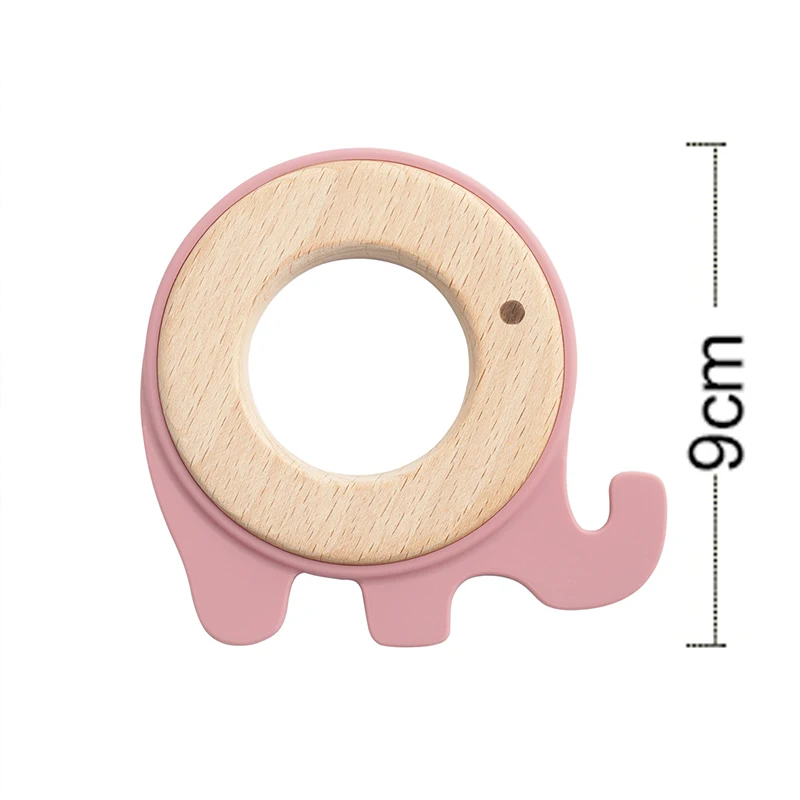 Baby Silicone Teethers Toy Wooding Ring Newborn Pacifier Molar Chewing Teething Toy Cartoon Elephant ​Baby Grip Training To