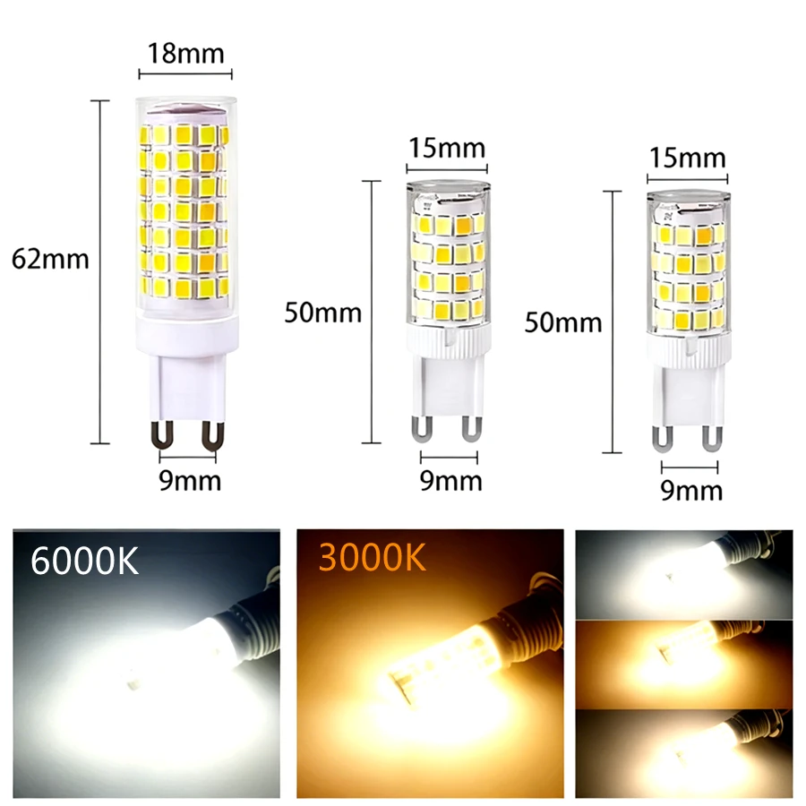 10~1PCS AC220V G9 LED Lamp 7W 5W 3W Brightest Ceramic SMD2835 LED Bulb Warm/White Spotlight Replace Halogen Light Wholesale
