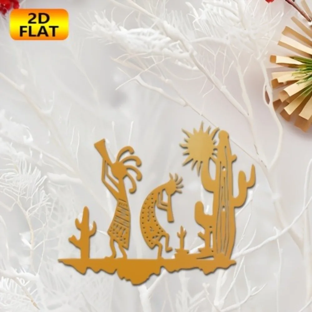 CIFBUY Iron Wall Art Kokopelli Metal Decor Native American Cactus Hanging Ornament for Indoor Outdoor Patio Balcony Bedroom