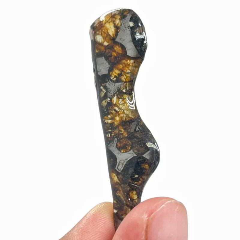 Natural Seymchan Pallasite Meteorite Hourglass Irregular Slice Hand Polished Olivine Meteorite Specimen Collector Gift -TA840