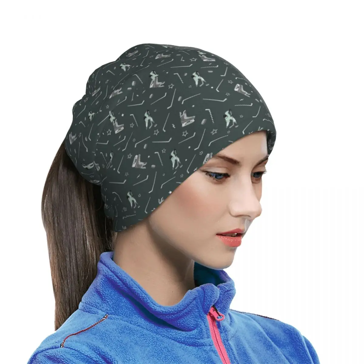 Ice Hockey Stick, Puck And Skates Multifunctional Elastic Neck Gaiter Wind Proof Face Cover Bandana Unisex for Motorcycle Hiking
