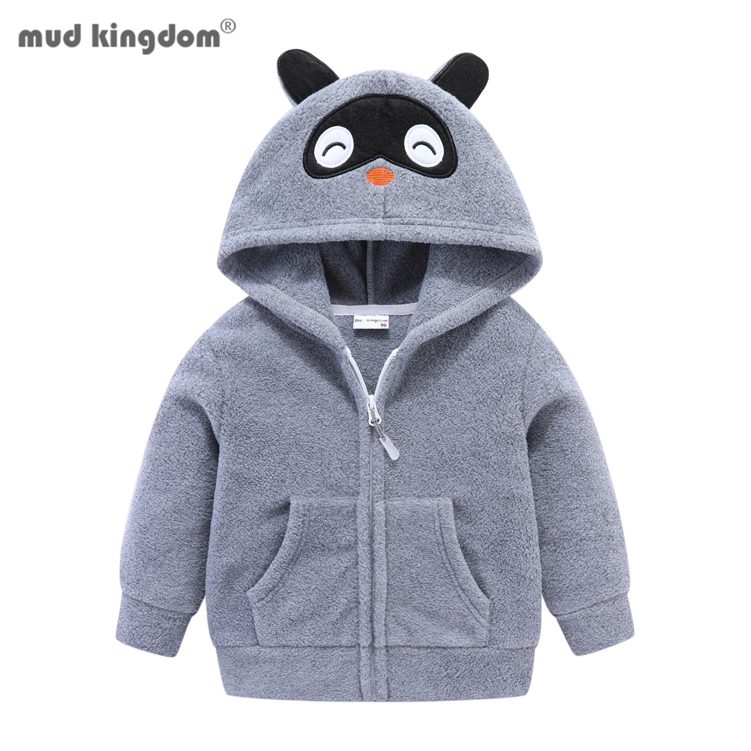 Mudkingdom Girls Boys Fleece Jacket Halloween Pumpkin Ghost Lightweight Toddler Animal Hoodies Zip Up Children Clothes Winter