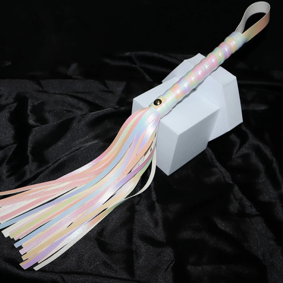 Kwastje Flogger met leer omwikkeld handvat BDSM Spanking Zweep voor beginners Kleurrijk zintuiglijk speelgoed voor koppels SM-zweep voor volwassenen