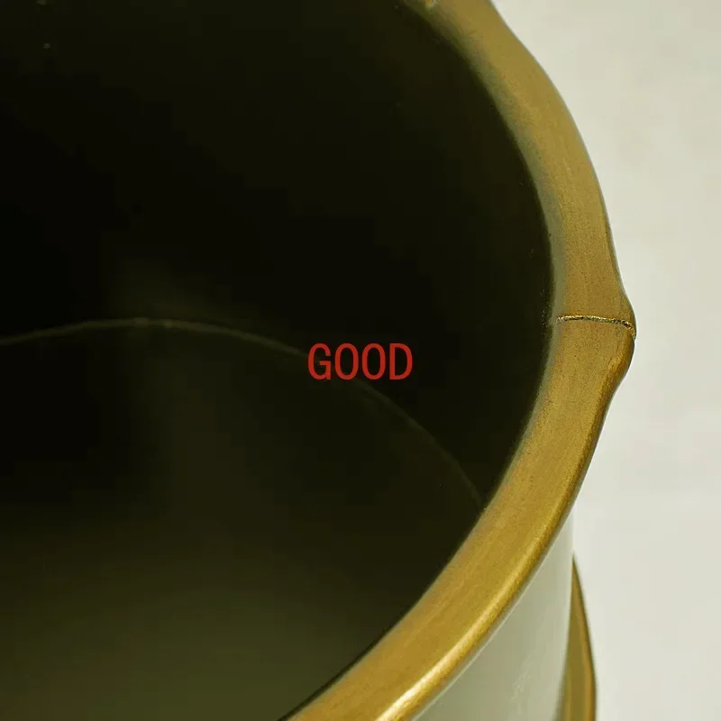 Gold Painting High Long Leg Flower Pot Shelf Villa Shelf Floor-Standing Rack