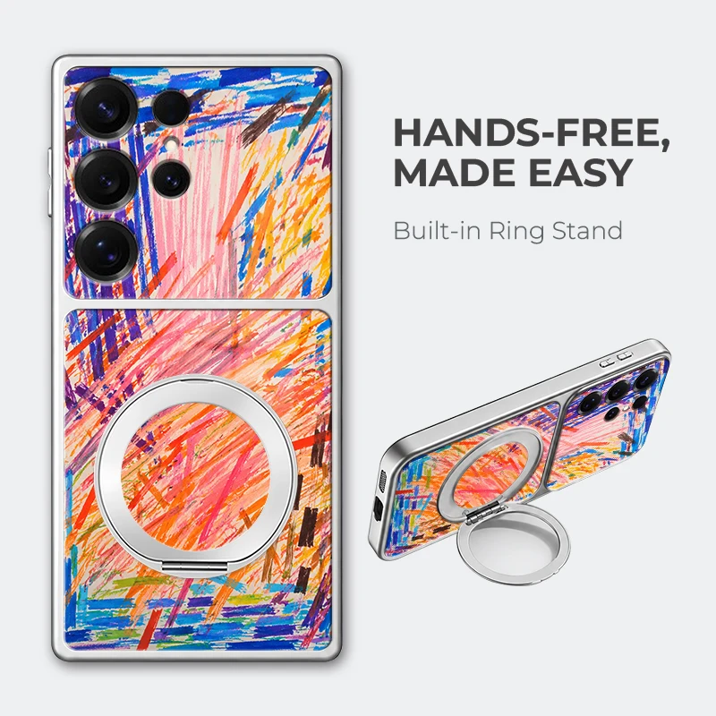 Abstract Graffiti Art Colorful Case For Samsung Galaxy A07 A06 A05 A02S A04E A03 Core M02 TPU+PC 360 Rotating Bracket Cover Capa
