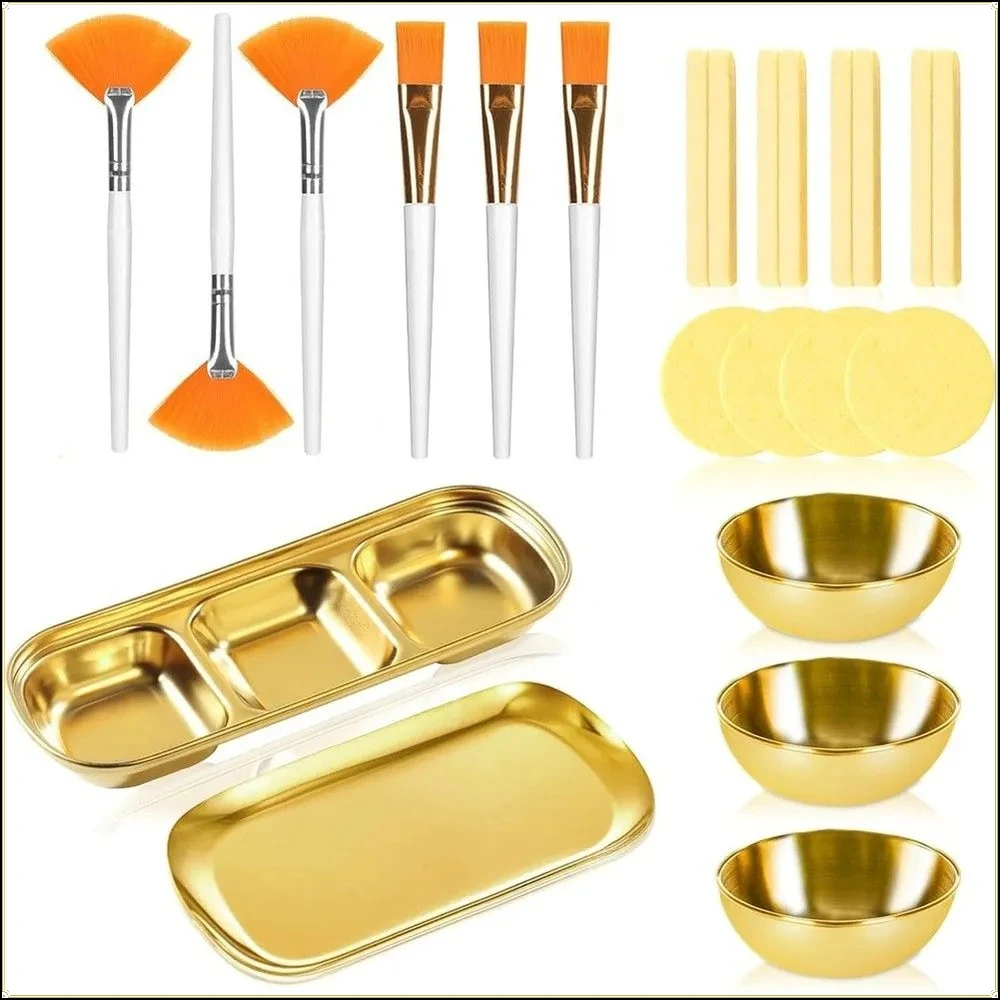 23Pcs Facial Mask Mixing Tool Set Including Mask Brushes Mixing Bowls Compressed Facial Sponges DIY Face Mask Making Accessory view 3