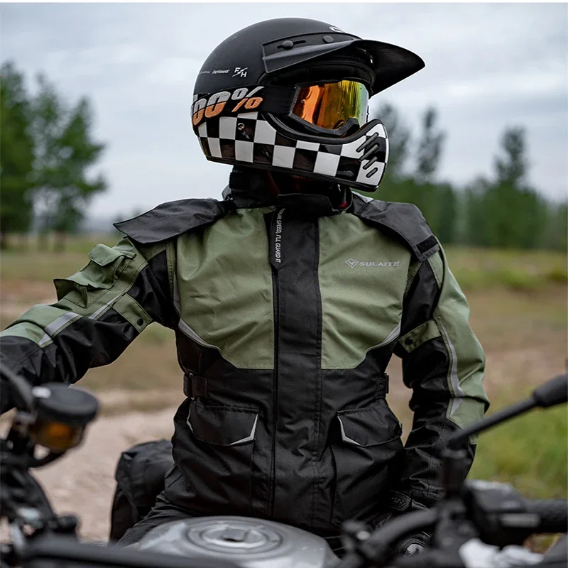 Men Women Waterproof Motorcycle Rider Raincoat Suit Set Reflective Light Raincoat For Riding Jacket Pants Set