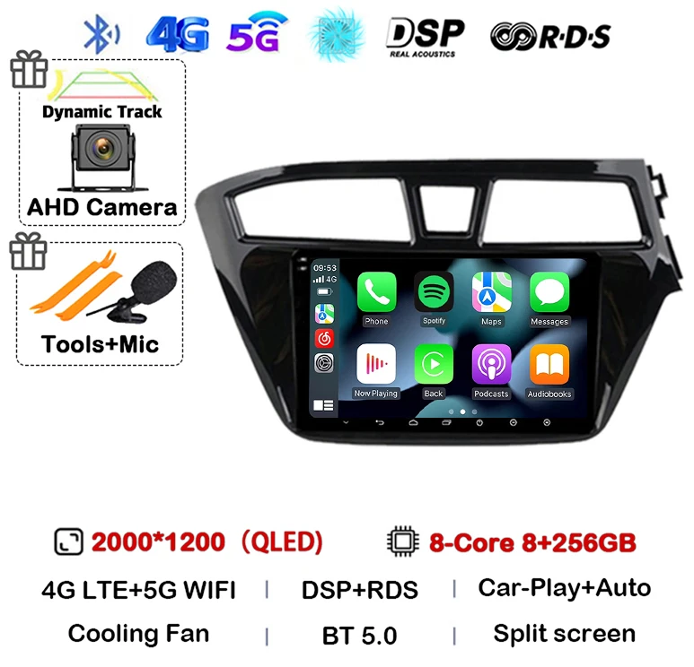 Android 16 Carplay Auto WIFI+4G For Hyundai I20 RHD 2015 2016 2017 2018 Car Radio Multimedia Player Stereo Head Unit 2din Audio image 3