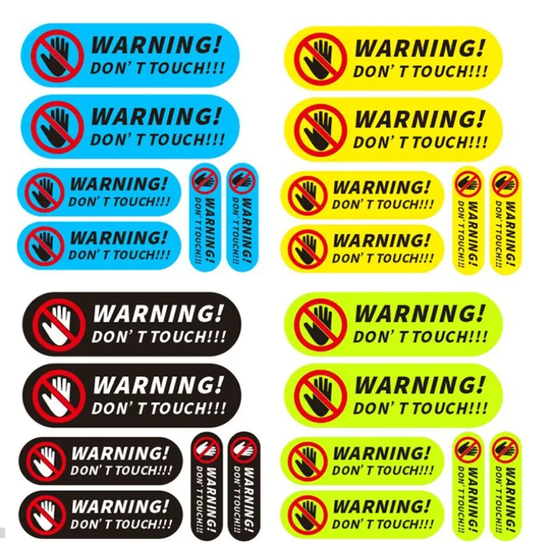 2Sets Warning Do Not Touch Stickers, Multi-color Waterproof Vinyl Alert Decals for Bike & Vehicle Modification Safety Tag Decor