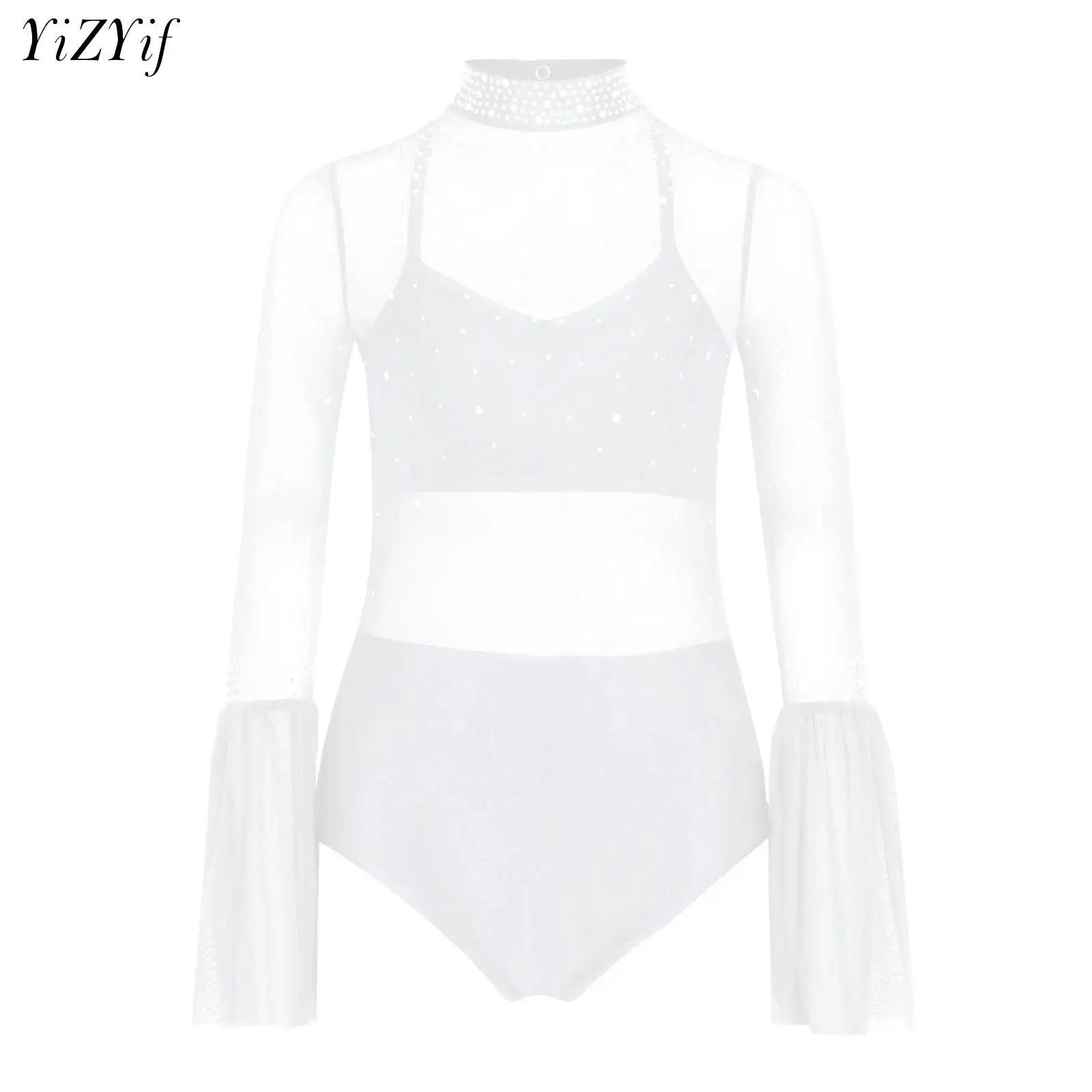 

Girls Ballet Jersey Dance Bodysuit Kid Figure Skating Leotard Sheer Mesh Splice Rhythmic Gymnastics Clothing Ballerina Dancewear