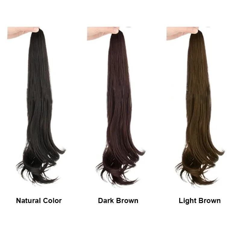 شعر مستعار اصطناعي ذيل حصان قبضة مجعد قليلا للنساء كليب ارتفاع درجة الحرارة الحرير الطبيعي رقيق الشعر الطويل سيدة مجعد الشعر كاذبة