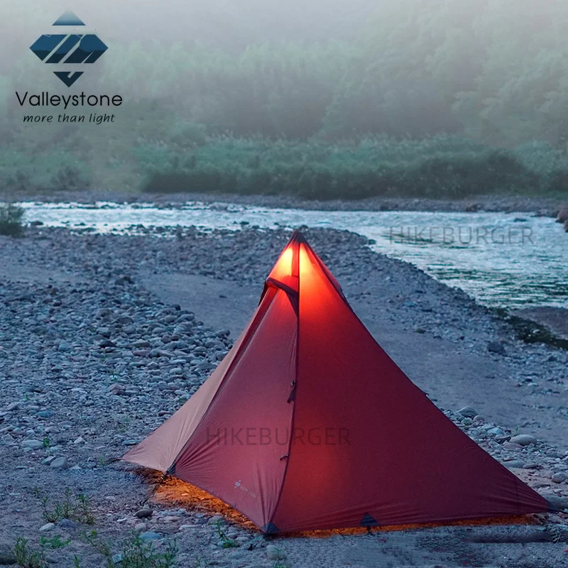 Valleystone Shanxian2 Pyramid Tent Outdoor Camping Poleless Tent Hiking Mountaineering 15DSingle silicone Tent PU6000+