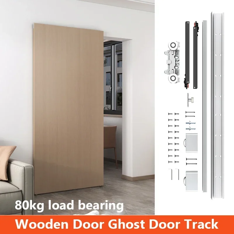 34/38/42/48/52inch Sliding Doors System Concealed Sliding Barn Door Hardware Rail Kit Home Ghost Interior Sliding Hidden Track