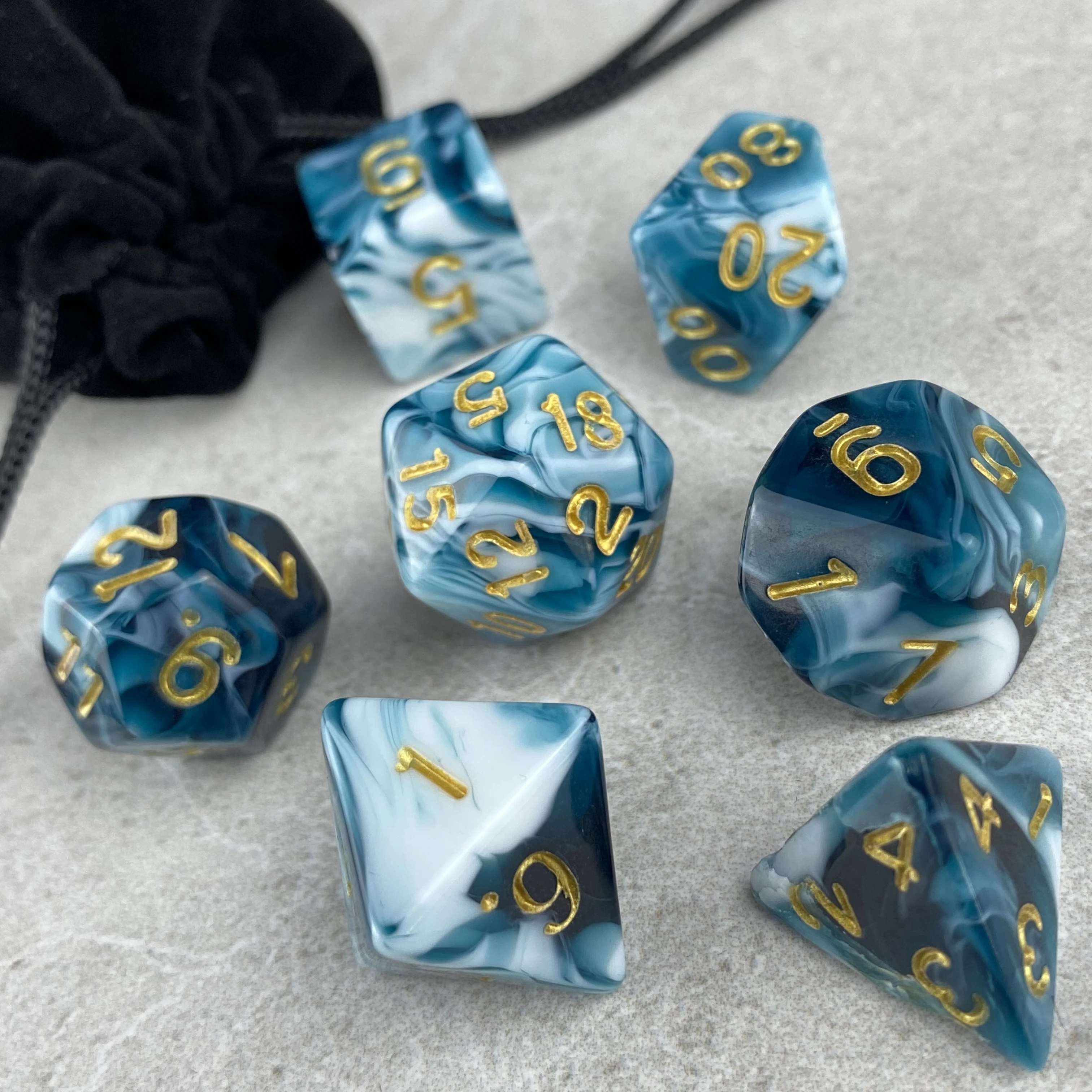 Acrylic TRPG Polyhedral Dice Double Color 7 Pcs Per Set For DND Or COC Game