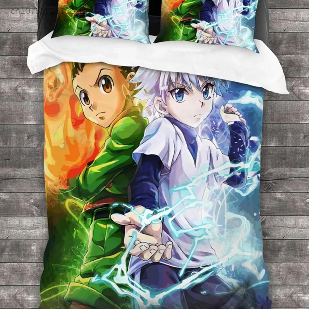 Anime Hunter X Hunter Bedding Set 3 Pieces Cartoon Duvet Cover Quilt Cover Japanese Manga Home Textiles Bedroom Decor