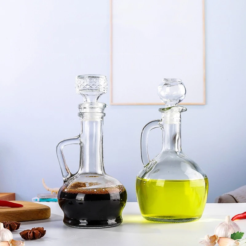 European-style 350ml Glass Oil Jug with Handle Oil Bottle Seasoning Bottle Household Olive Oil Bottle Kitchen Seasoning Tools