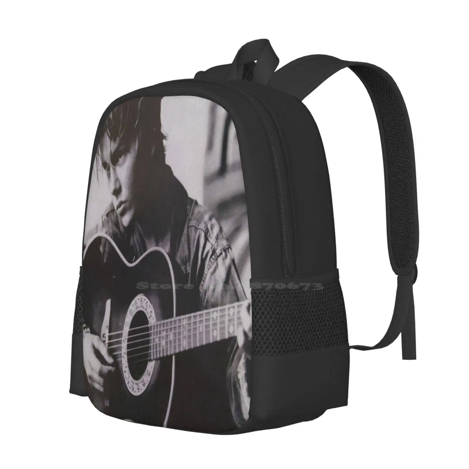 River Phoenix Playing The Guitar With Melancolic Air Pattern Design Bagpack School Bags River Phoenix Animal Rights Activist Of