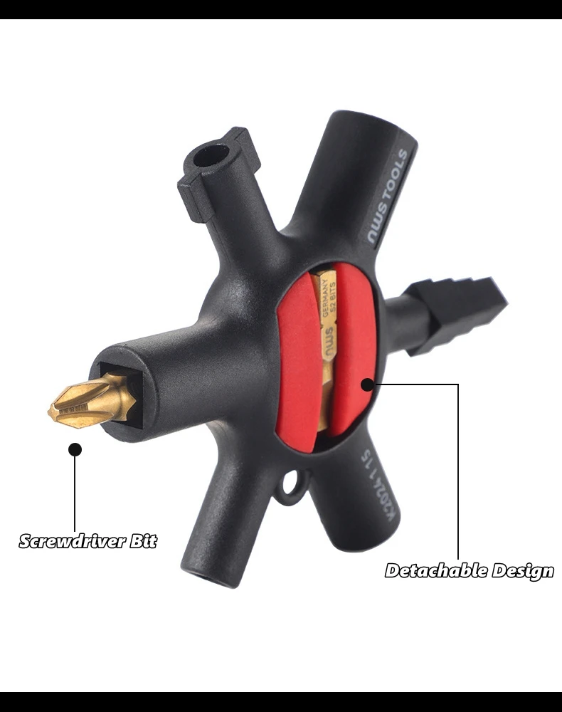 9-in-1 Universal-Verteilerschrank-Schlüssel, Mini-Schraubendreher, Multifunktions-Handwerkzeug für Wasserzähler, Ventile und Aufzüge – Detail 10