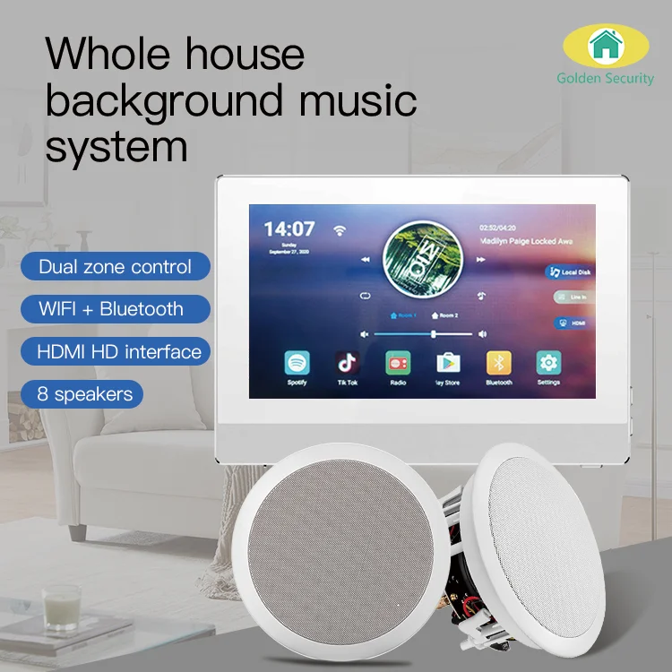 Smart Home Wifi Wandhalterungsverstärker Tuya App Fernbedienung Musiksteuerung Panel 7" Mini Musikverstärker