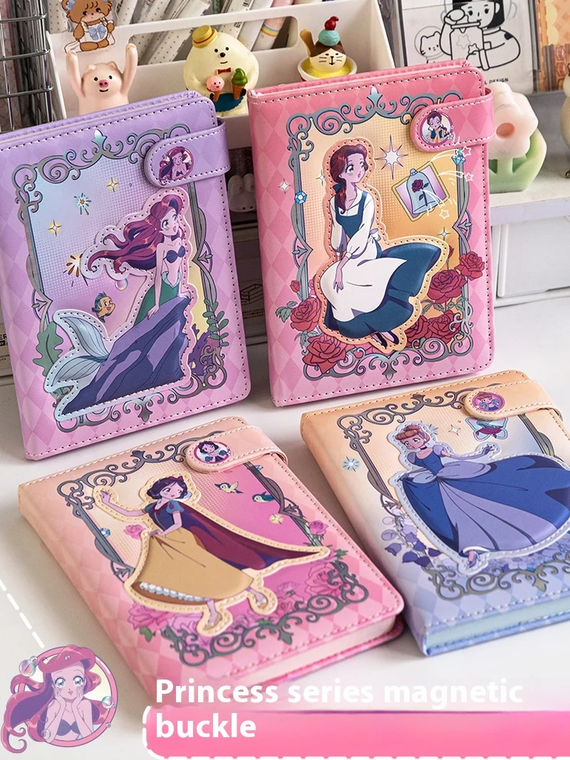 Disney Girls Snow White Series Cute Cartoon Magnetic Buckle Ledger Portable Notebook Girl Heart High Beauty Notebook Comics