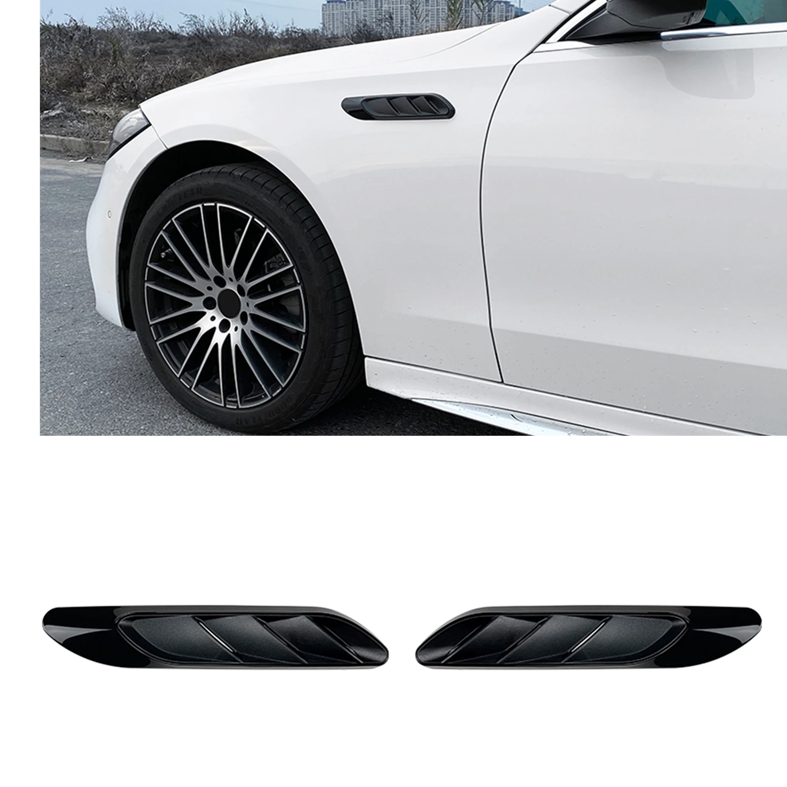 

For Mercedes Benz C Class W206 C200 C260 AMG C63 2022-2023 Fender Side Air Outlet Vent Trim Intake Flow Duct Cover Molding Shade