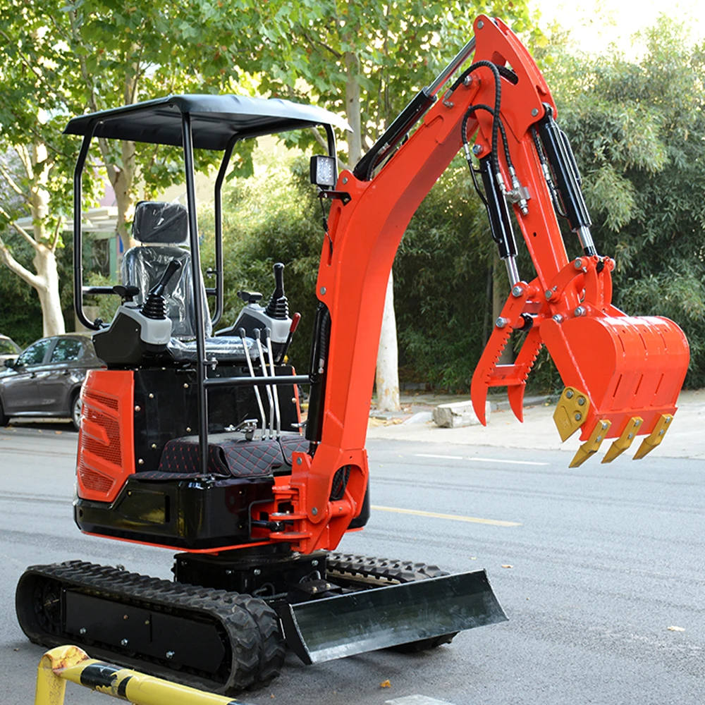 Custom-made mini crawler excavator, diesel engine, compact hydraulic loader, with various attachments.