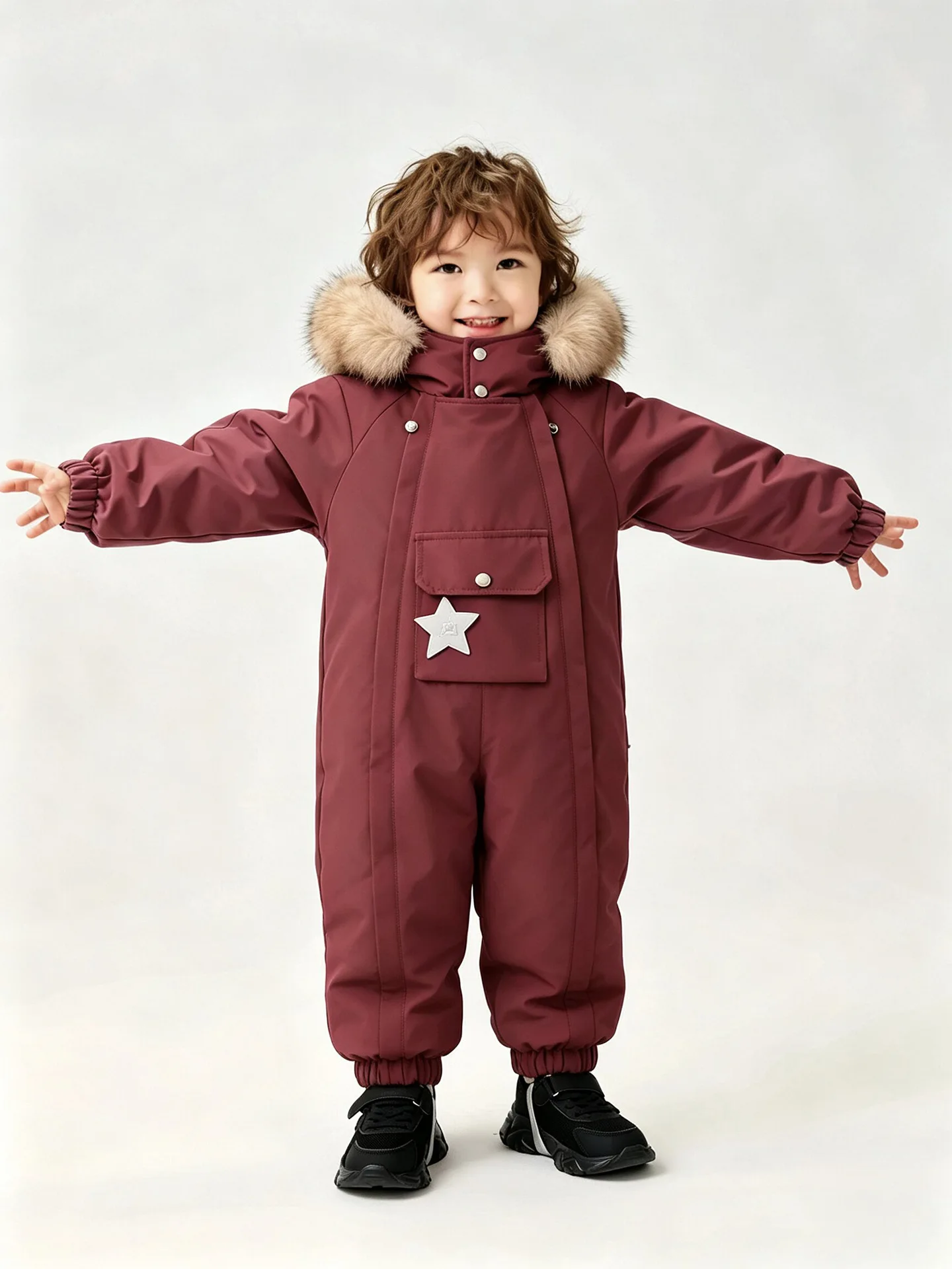 Winter New Star Lightweight Hooded Ski Suit for Kids, Boys Girls Baby Romper Jumpsuit, Toddler One-Piece Warm Snowsuit 2-5T