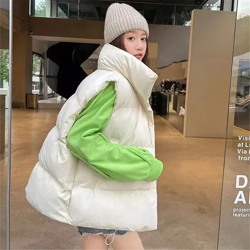 Autumn Winter Lightweight Sustans Vest for Women Korean Style Loose Jacket Fashion Girl Solid Sleeveless Parkas Winter Warm Vest