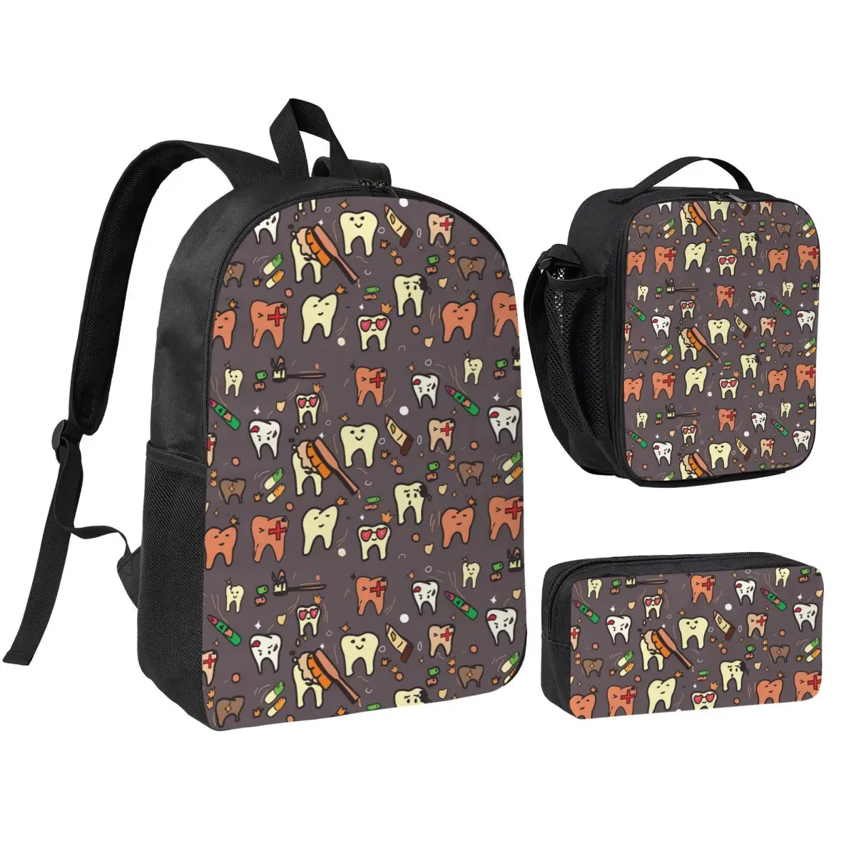 

Dentist Pack Backpack Student BookBag School Bag Shoulder Bags 3ps Insulated Lunch Bag Pencil Case