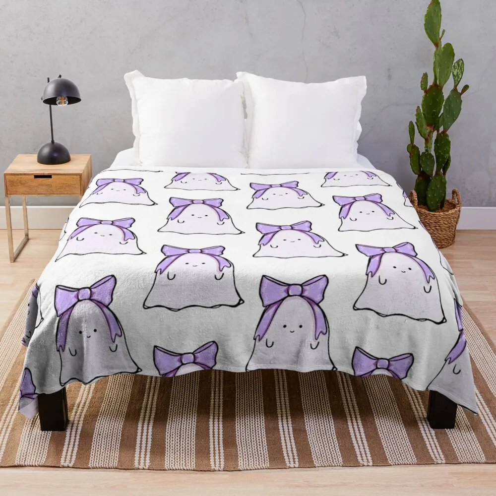 Floating Coquette Ghost in Purple Throw Blanket Furrys for winter Tourist Luxury Designer Blankets