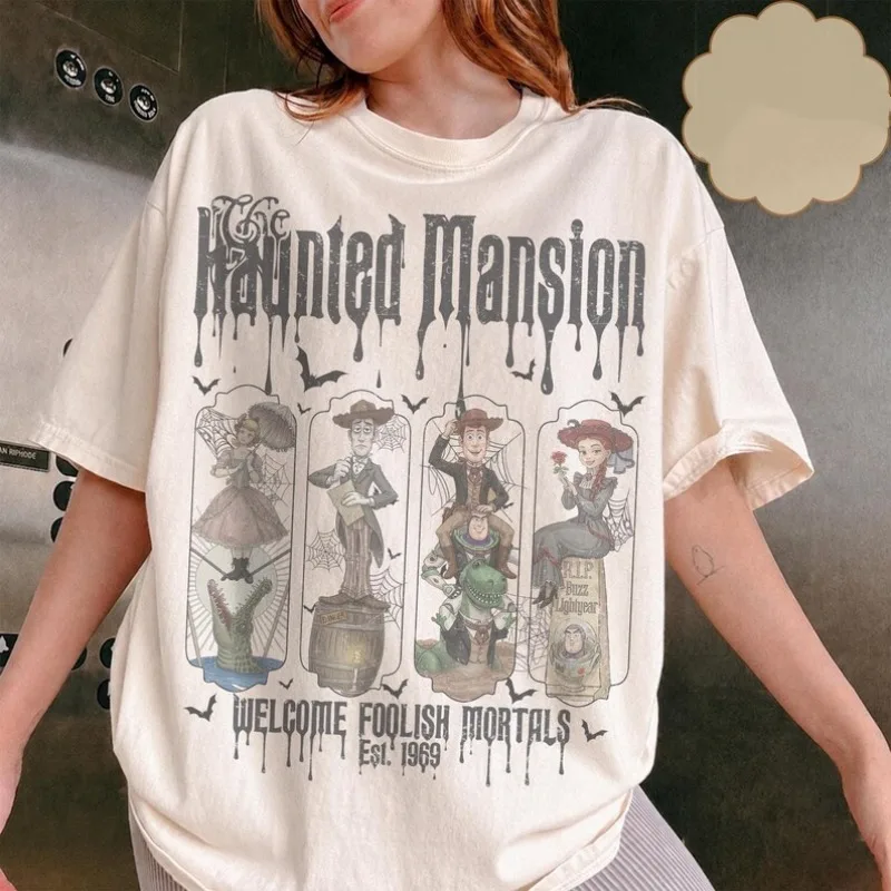 Nouveau T-shirt tendance imprimé rétro Toy Story, style gothique et horrifique, col rond torsadé, décontracté en coton pour Halloween