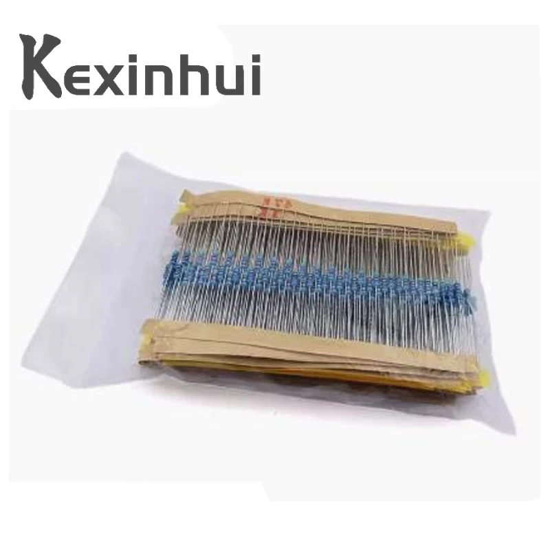 600pcs/set 30 Kinds 1/4W Resistance 1% Metal Film Resistor Pack Assorted Kit 1K 10K 100K 220ohm 1M Resistors 300pcs/set