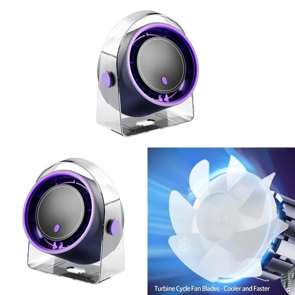 27RB Practical Small Desktop Fan Bladeless Comfortable Rechargeable Air Cooling Fan ABS Texture for Home Table and Wall