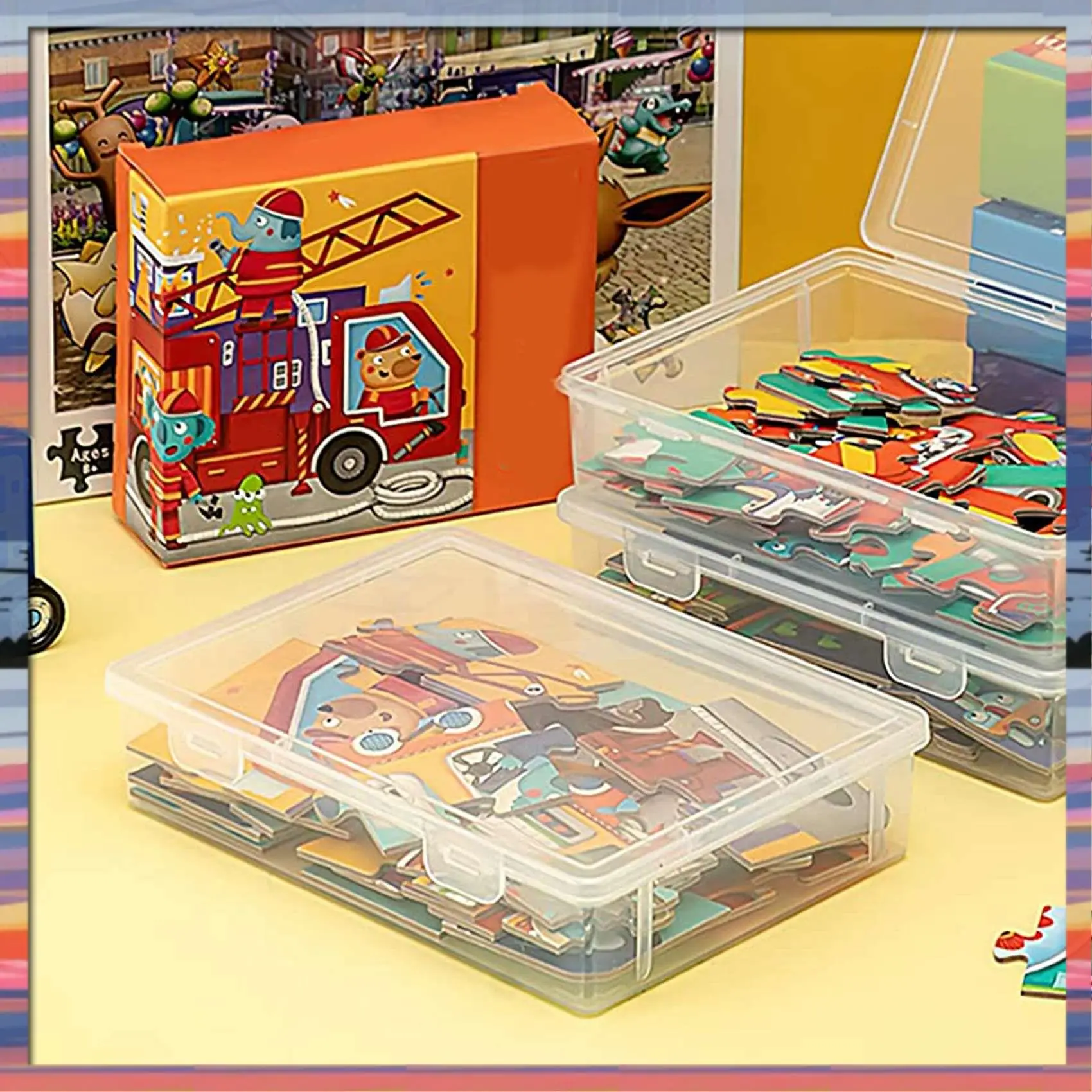 AC18 (مضمون) 12 عبوة من حاويات تخزين بلاستيكية شفافة، 8 × 5 × 1.75 بوصة صندوق مفصلي فارغ، منظم قابل للتكديس