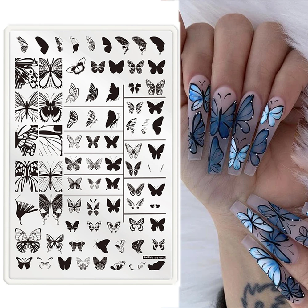 Big Size Nail Decal Templates 9.5*14.5cm Stainless Steel Flowers,Butterflies New Design Image Printing Nail Stamping Plates DIY