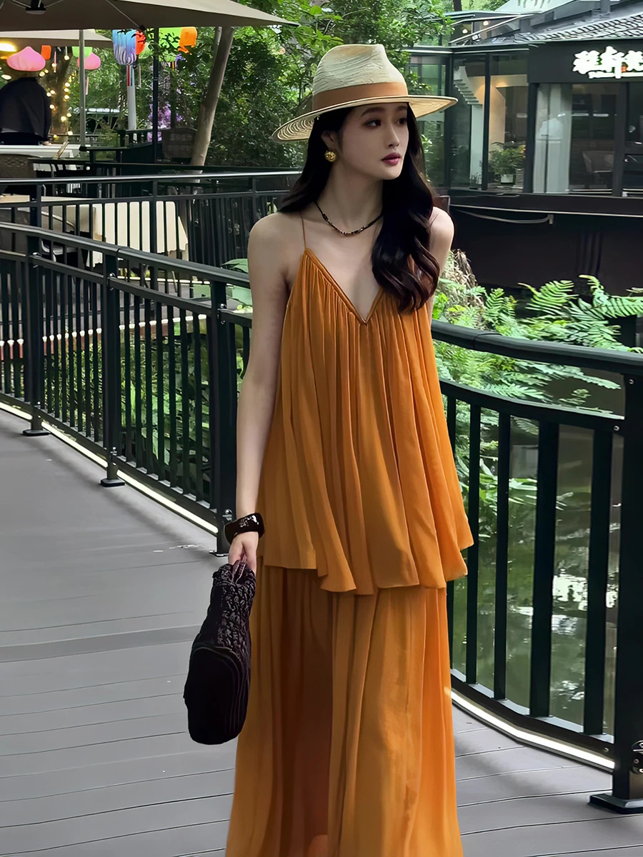 

Summer 2026 Fashion Retro V-neck Sleeveless Vest High Waist Slim A-line Skirt Set Women's Strapless Two-piece Ensemble