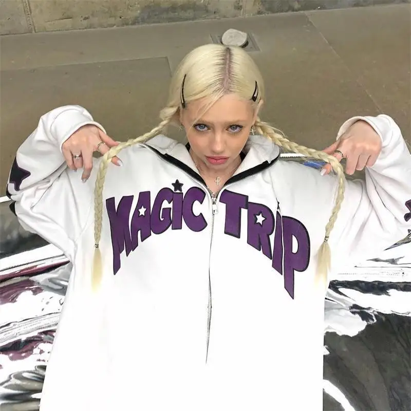 

Zip Hoodie Star letter graphics goth Sweatshirts Sport Coat Pullover Gothic Long Sleeve Oversized hoodie Y2k jacket Men's hoodie